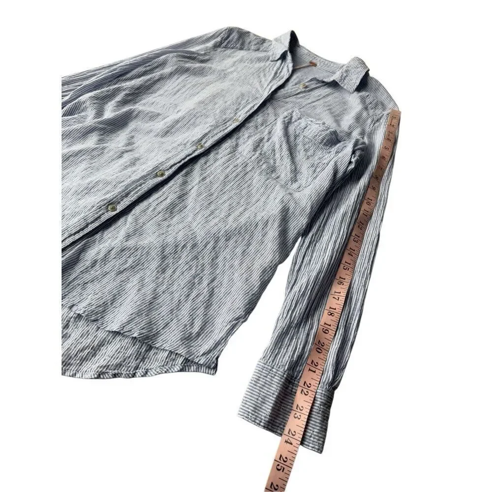 Free People No Limits Stripes Button Down Shirt In Blue